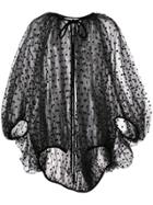 Oscar De La Renta Polka Dot Sheer Blouse - Black