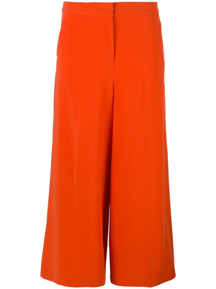 Boutique Moschino - Cropped Wide Leg Trousers - Women - Polyester/triacetate - 40, Women's, Yellow/orange, Polyester/triacetate