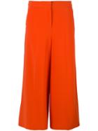 Boutique Moschino - Cropped Wide Leg Trousers - Women - Polyester/triacetate - 40, Women's, Yellow/orange, Polyester/triacetate