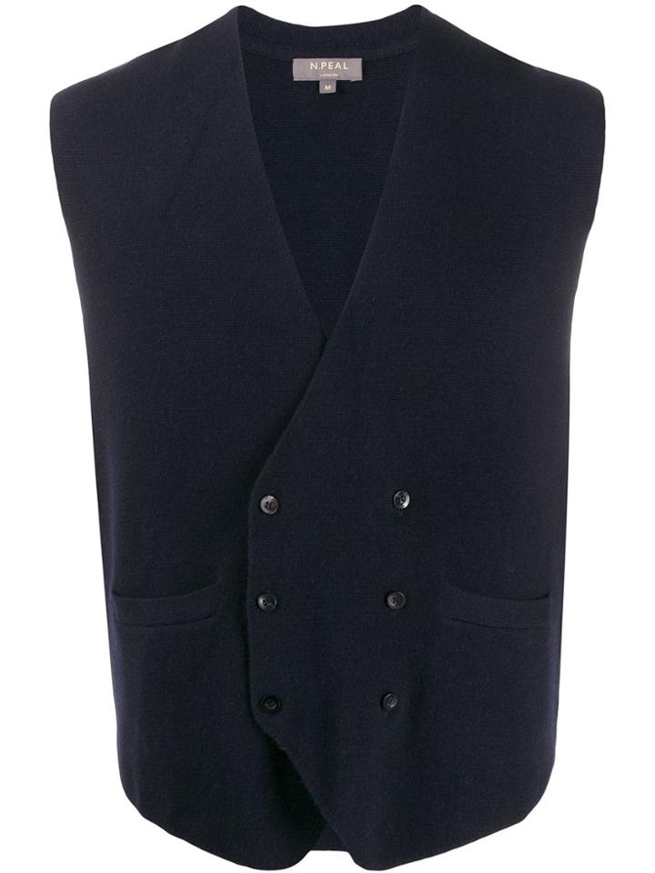 N.peal Double-breasted Knitted Waistcoat - Blue