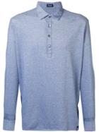 Drumohr - Long Sleeve Polo Shirt - Men - Cotton - L, Blue, Cotton
