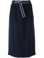 Michel Klein Belted Midi-skirt, Women's, Size: 38, Blue, Polyester/spandex/elastane