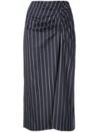 Tibi Striped Ruched Pencil Skirt - Blue