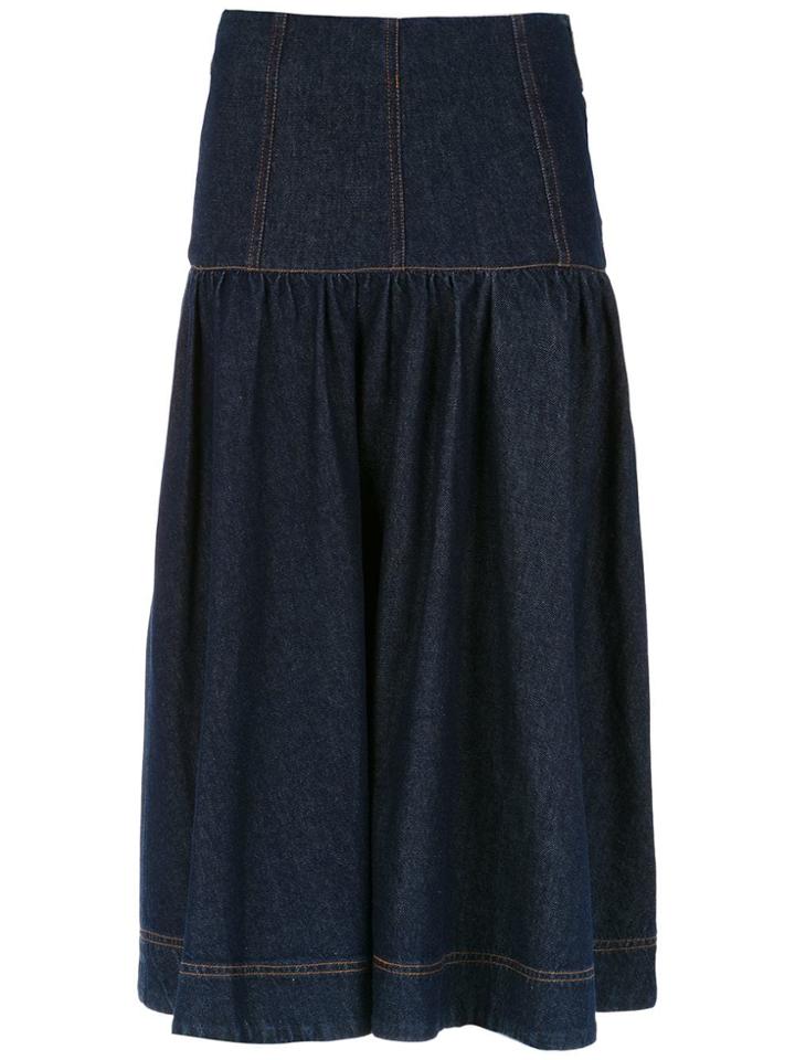 Andrea Bogosian Denim Midi Skirt - Blue
