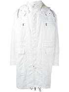 Versace Oversized Hooded Parka, Men's, Size: 46, White, Polyamide/viscose/cupro/beaver Fur
