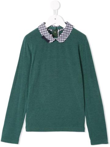 Familiar Peter Pan Collar Top - Green