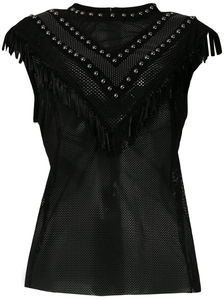 Drome Fringed Perforated T-shirt - Black