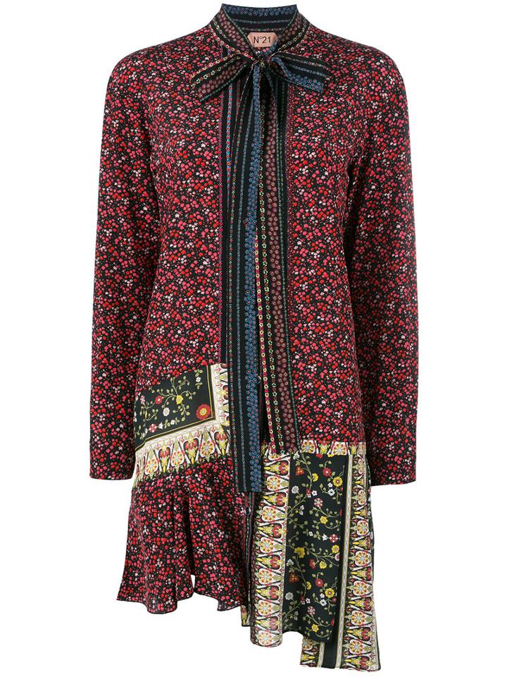 No21 - Pussy Bow Dress - Women - Silk - 42, Red, Silk