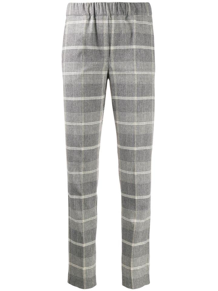 D.exterior Checked Slim Fit Trousers - Grey