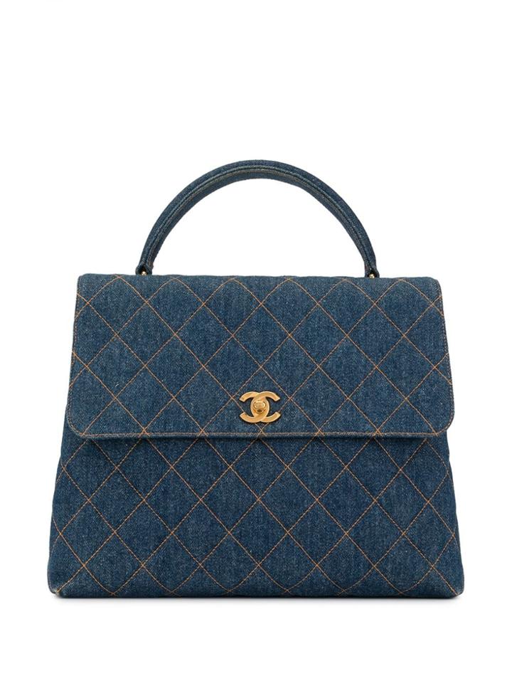 Chanel Pre-owned 1997 Quilted Cc Tote - Blue