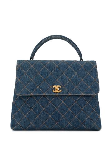 Chanel Pre-owned 1997 Quilted Cc Tote - Blue