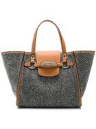 Ermanno Scervino Striped Tweed Shopper Tote - Grey