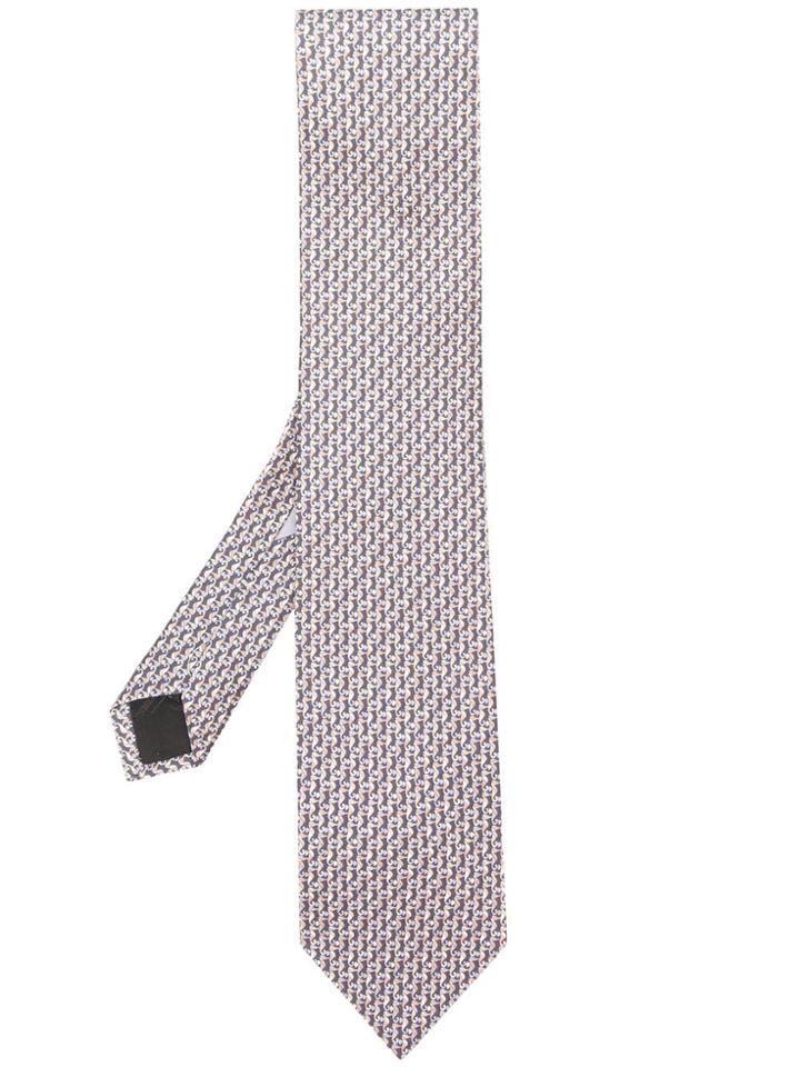 Salvatore Ferragamo Seahorse Print Tie - Grey