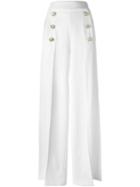 No21 Wide Leg Button Detail Trousers, Women's, Size: 44, White, Polyester