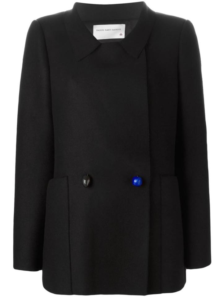 Maison Rabih Kayrouz Double Breasted Coat, Women's, Size: 38, Black, Acetate/cupro/viscose/virgin Wool