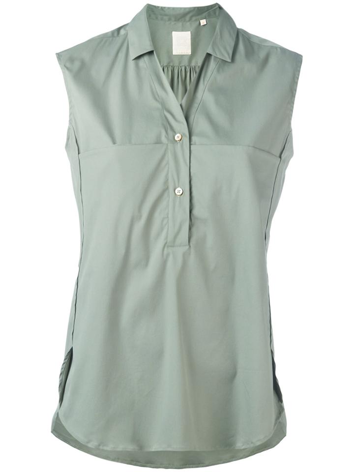 Xacus Sleeveless Button Front Blouse - Green