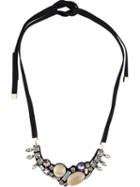Marni Embellished Necklace, Women's, Black, Nylon/glass/resin/buffalo Horn
