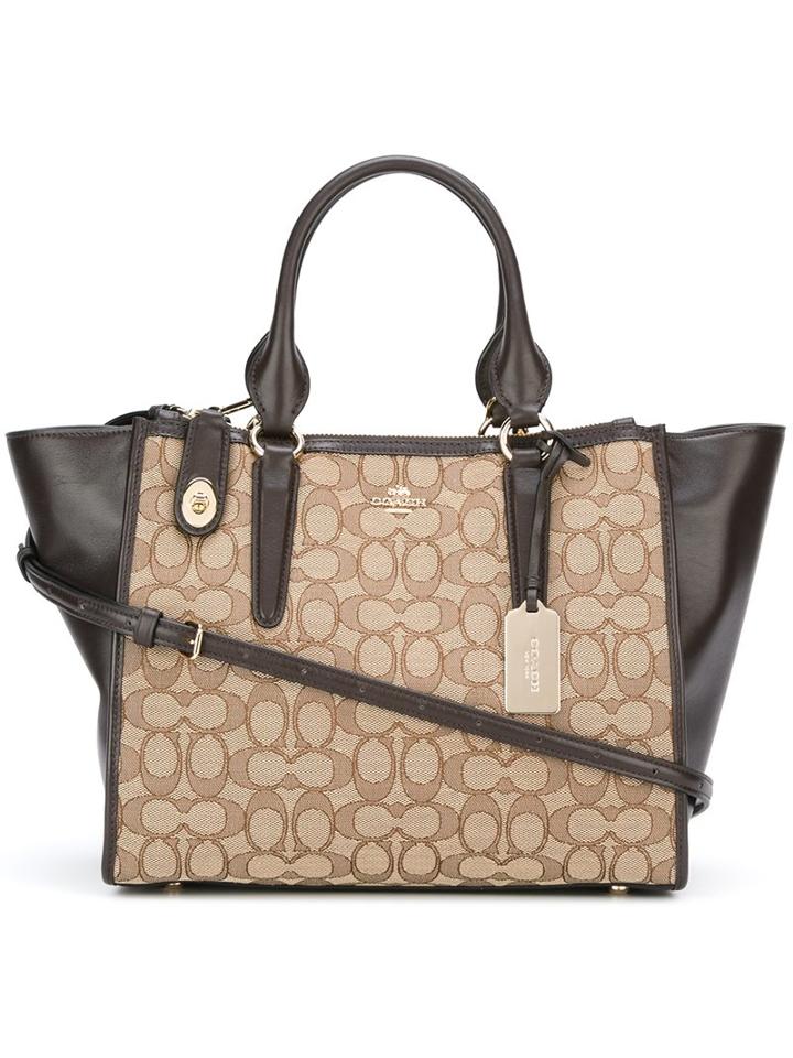 Coach Signature Jacquard Tote, Women's, Nude/neutrals