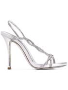 René Caovilla Treccia Embellished Sandals - Silver