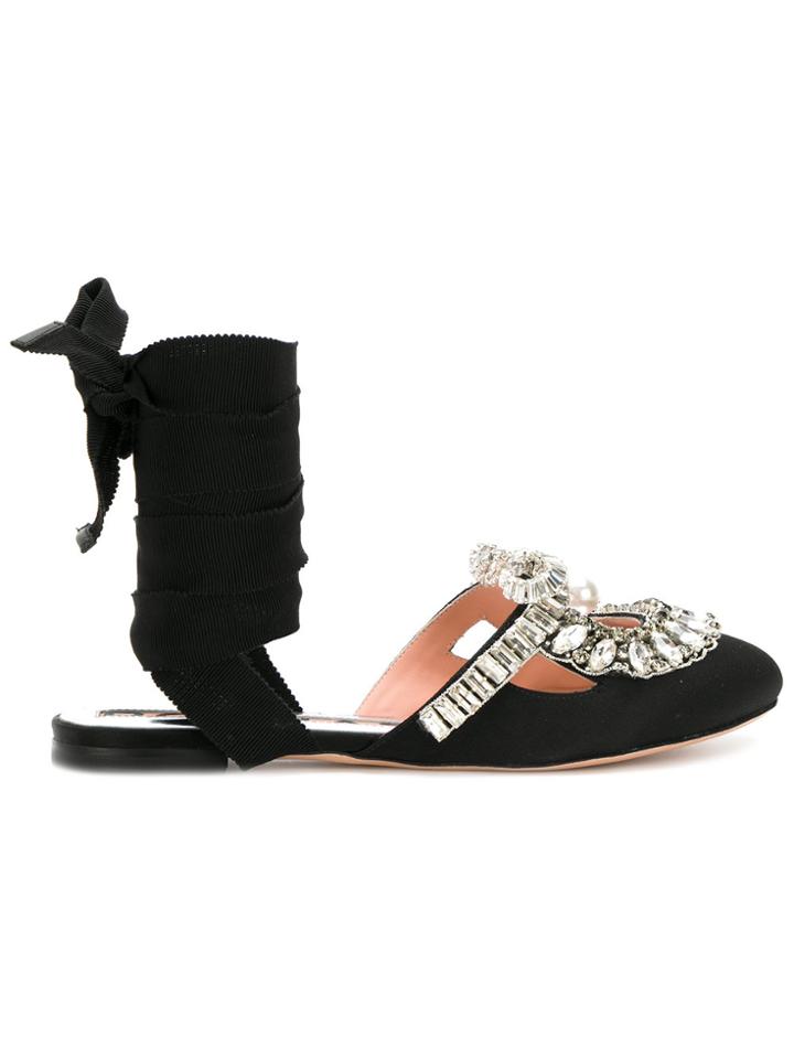 Rochas Silver-tone Embellished Sandals - Black