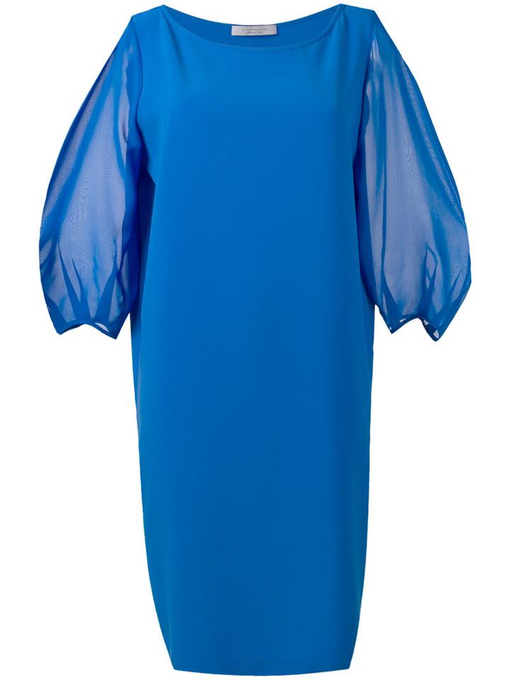 D.exterior - Three-quarters Sleeve Shift Dress - Women - Silk/polyester - 46, Blue, Silk/polyester