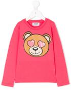 Moschino Kids - Bear Print Long Sleeve T-shirt - Kids - Cotton/spandex/elastane - 12 Yrs, Pink/purple
