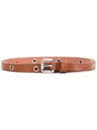 P.a.r.o.s.h. - Slim Eyelet Belt - Women - Leather - M, Brown, Leather
