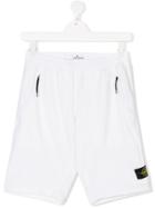 Stone Island Junior Logo Patch Shorts - White