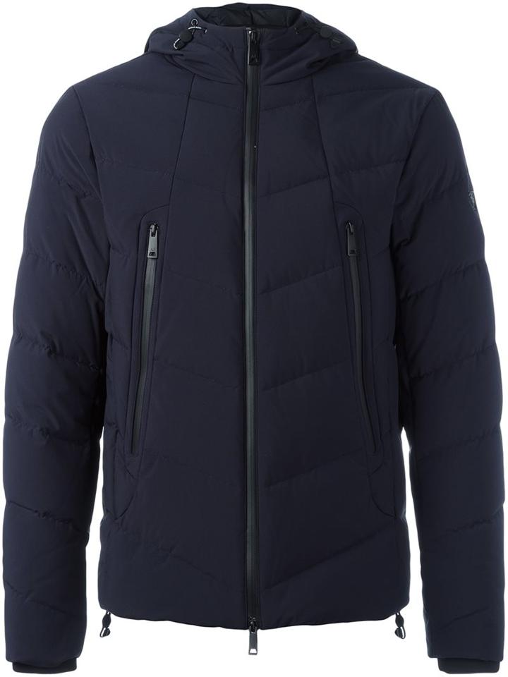 Armani Jeans Hooded Zipped Jacket, Men's, Size: 54, Blue, Polyamide/spandex/elastane/feather Down