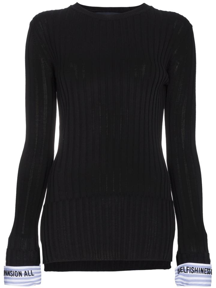 Juun.j Quote Cuff Rib Knit Top - Black