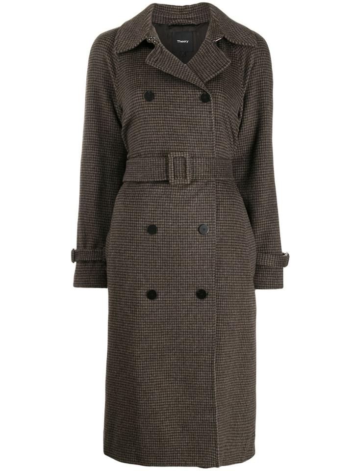 Theory Belted Double-breasted Coat - Brown