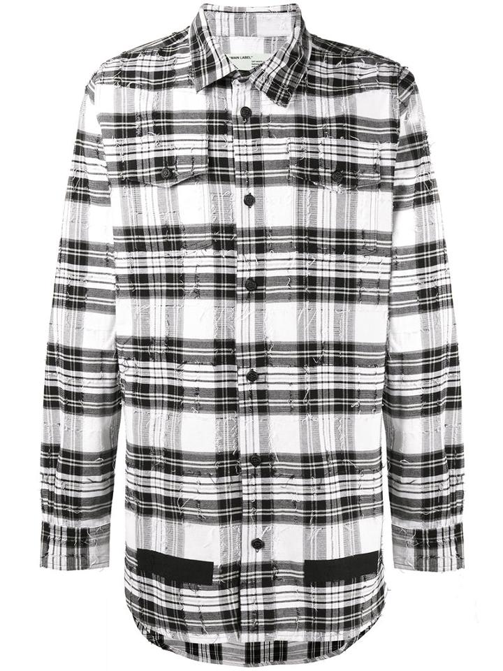 Off-white - Logo Print Check Shirt - Men - Cotton - Xxl, White, Cotton