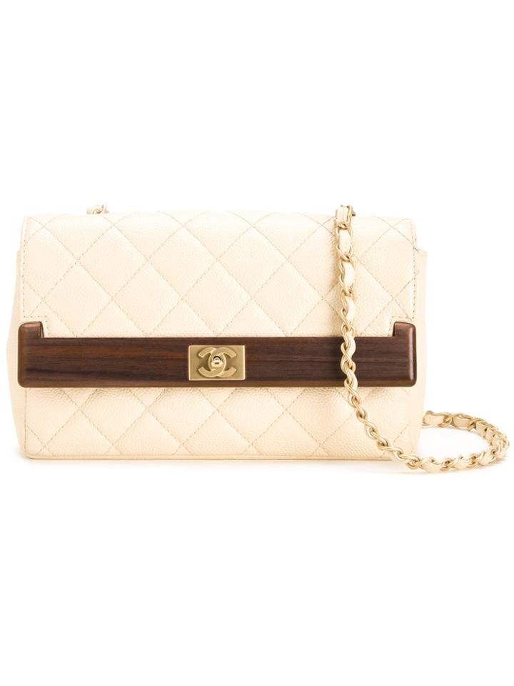 Chanel Vintage Cc Quilted Chain Shoulder Bag - White
