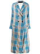 Forte Forte Check Unlined Maxi Coat - Blue