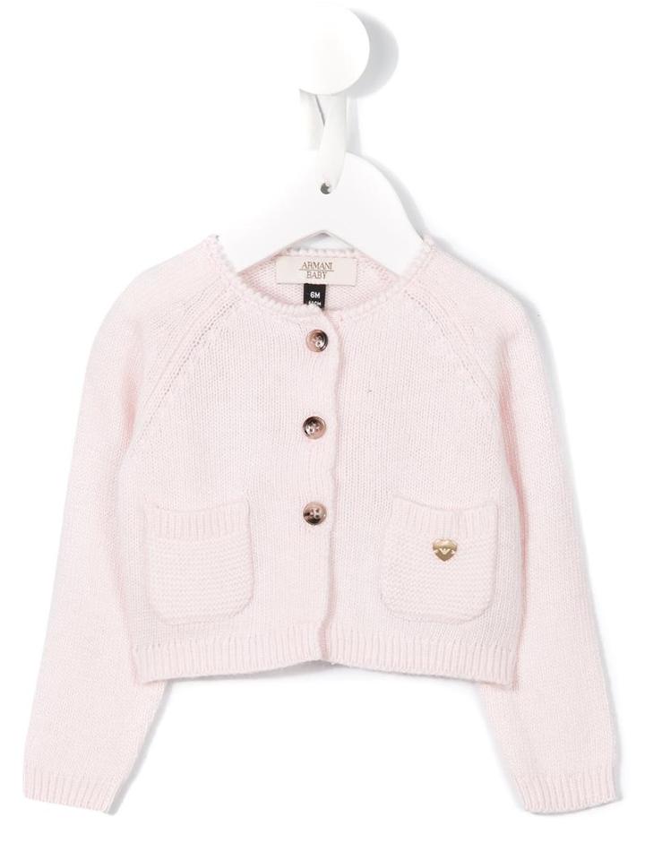 Armani Junior Round Neck Cardigan, Infant Girl's, Size: 6 Mth, Pink/purple