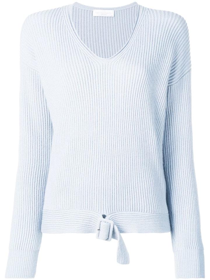 Fabiana Filippi Ribbed V-neck Pullover - Blue