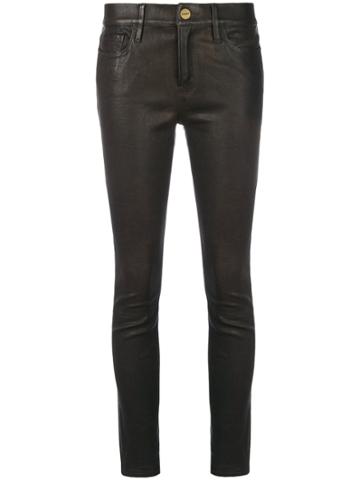 Frame Denim Skinny Leather Trousers - Brown