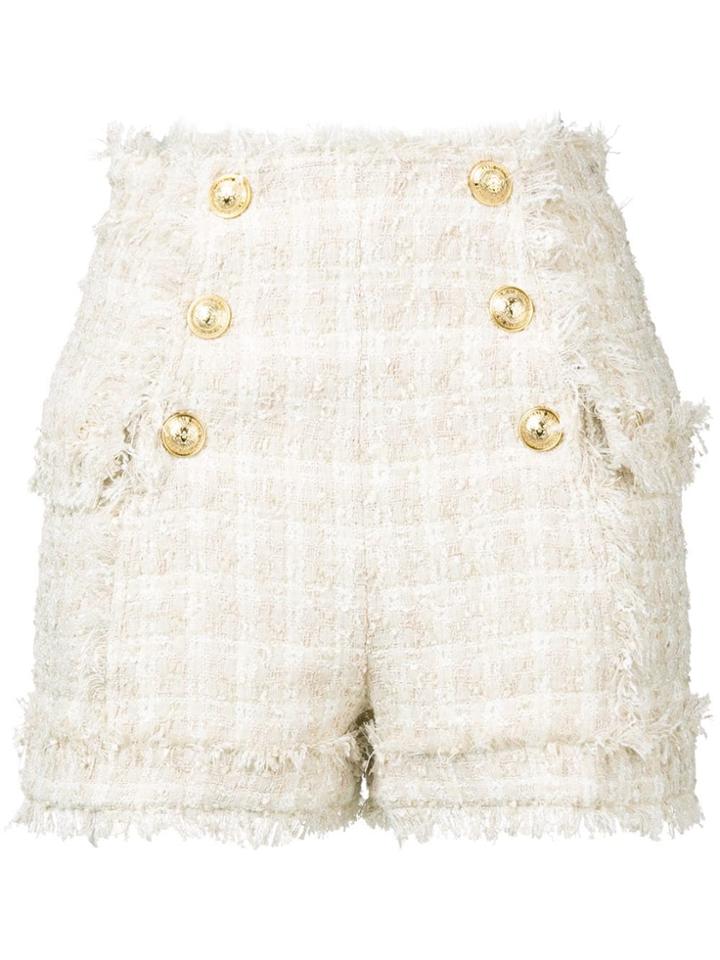 Balmain Bouclé-tweed Shorts - Neutrals