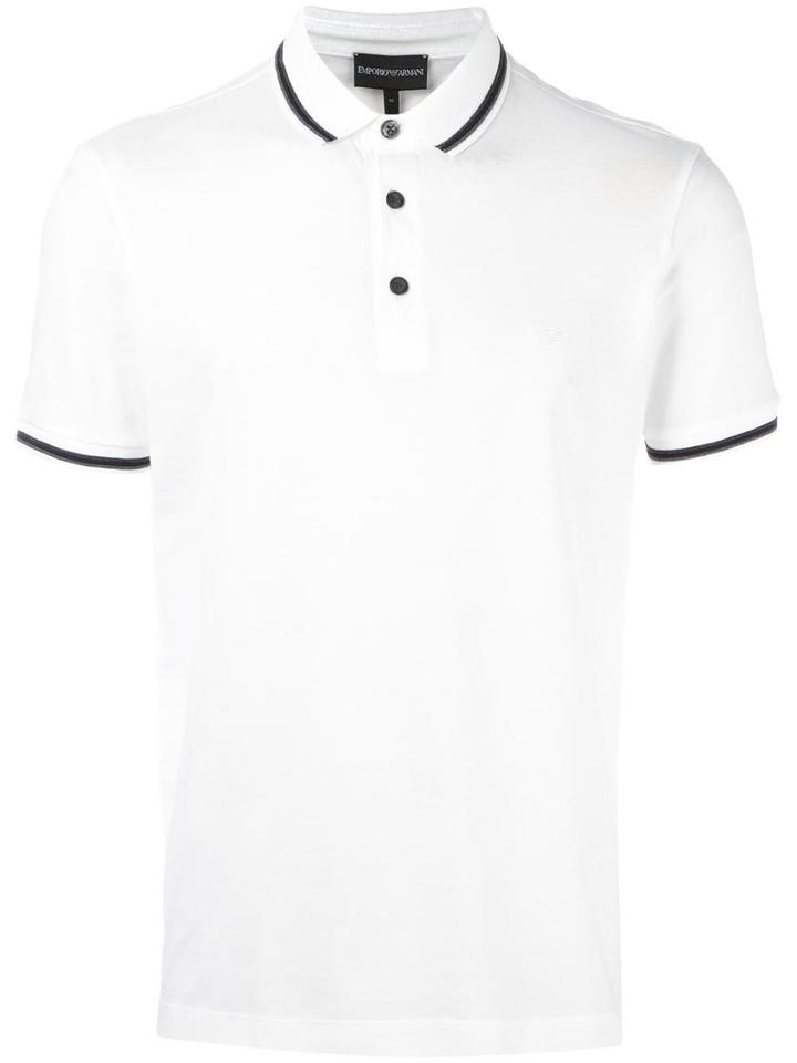 Emporio Armani Shortsleeved Polo Shirt, Men's, Size: Xl, White, Cotton/polyester