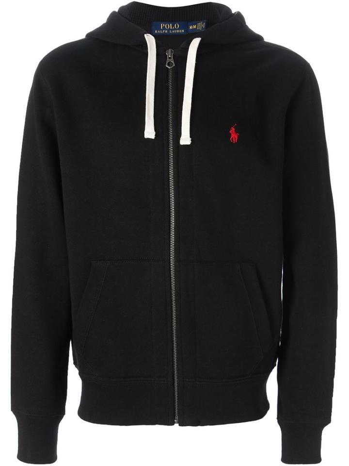Polo Ralph Lauren Zip Up Hoodie, Men's, Size: Large, Black, Cotton/polyester