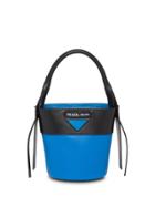 Prada Ouverture Leather Bucket Bag - Blue