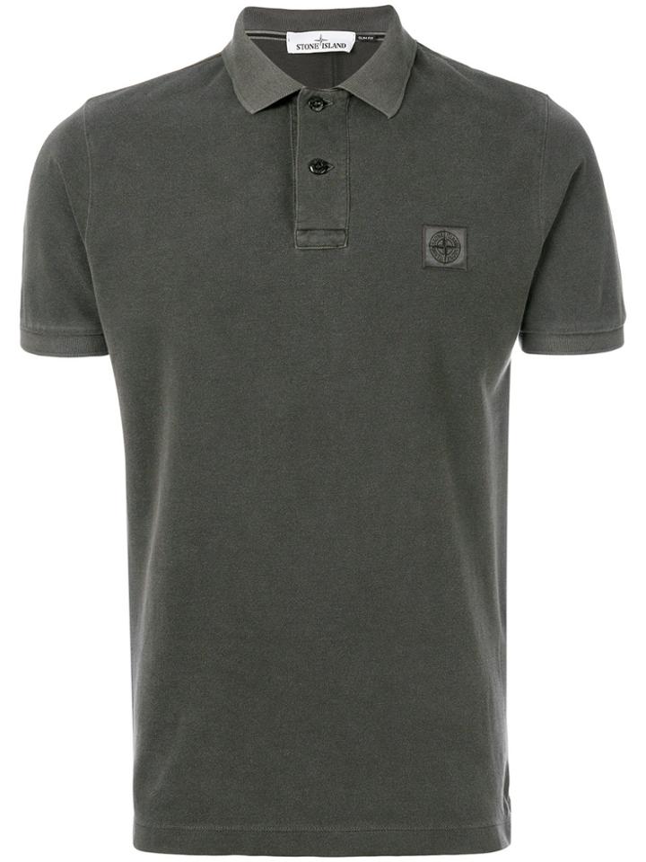 Stone Island Embroidered Logo Polo Shirt - Grey