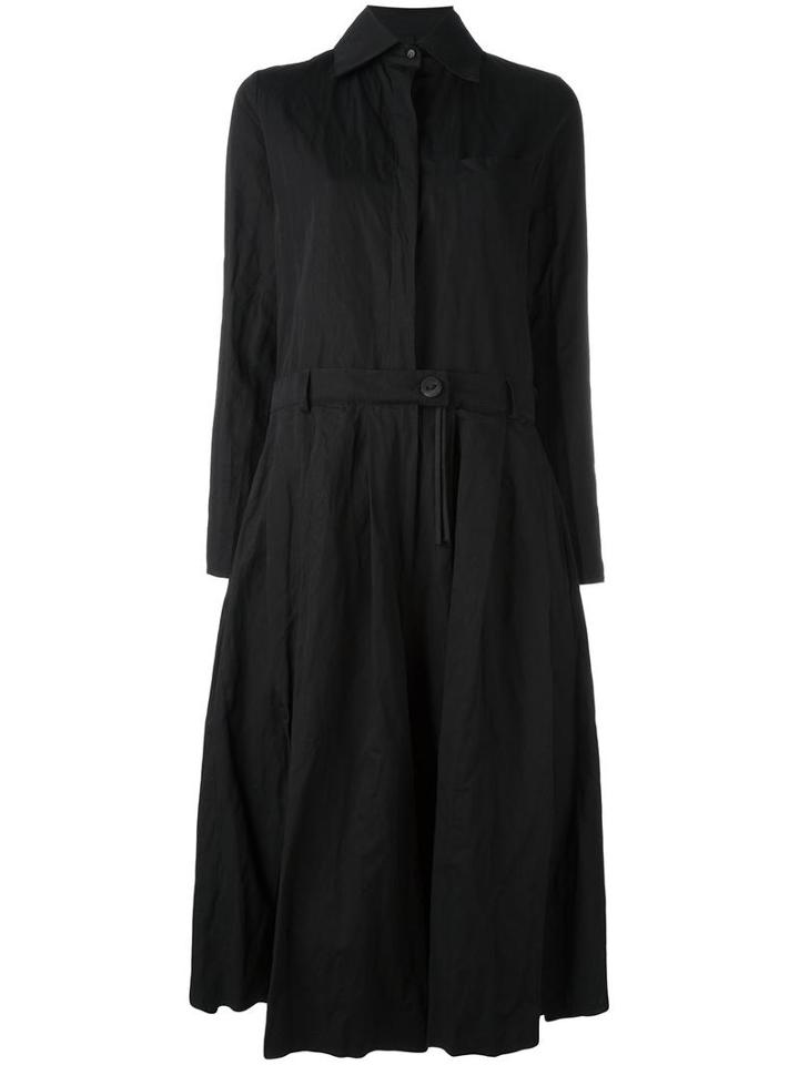 Area Di Barbara Bologna Creased Shirt Dress, Women's, Size: Medium, Black, Cotton/metallic Fibre