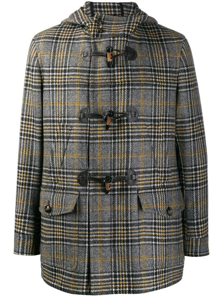 Lardini Checked Duffle Coat - Grey