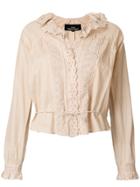 Comme Des Garçons Vintage English Embroidery Cropped Blouse - Nude &