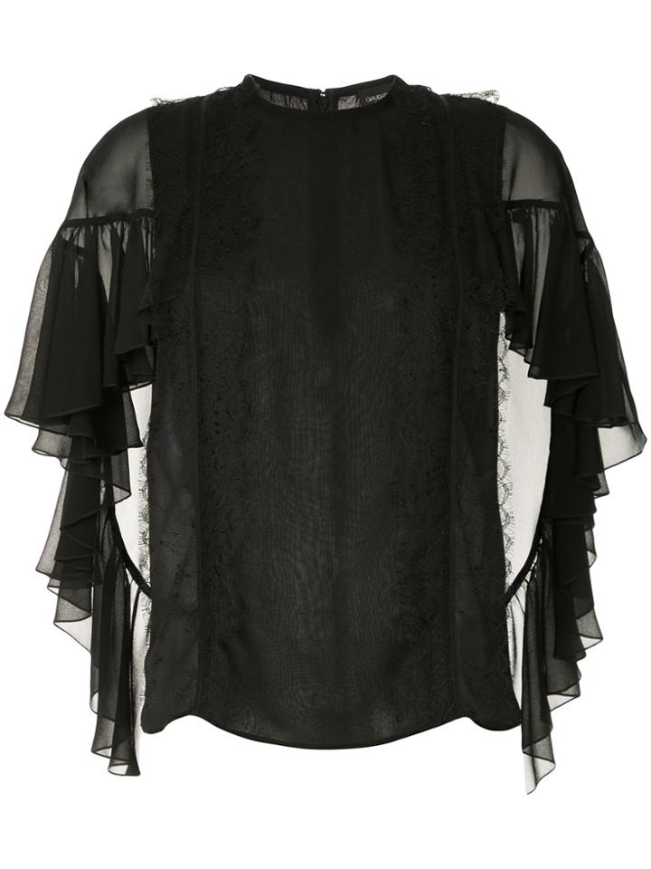 Giambattista Valli Cascading Ruffle Sleeve Blouse - Black
