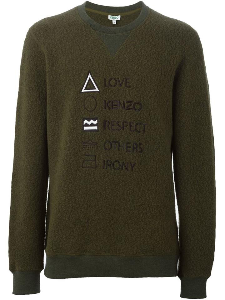 Kenzo 'symbols' Sweatshirt, Men's, Size: Large, Green, Virgin Wool/polyamide