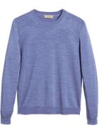 Burberry Check Detail Merino Wool Sweater - Blue