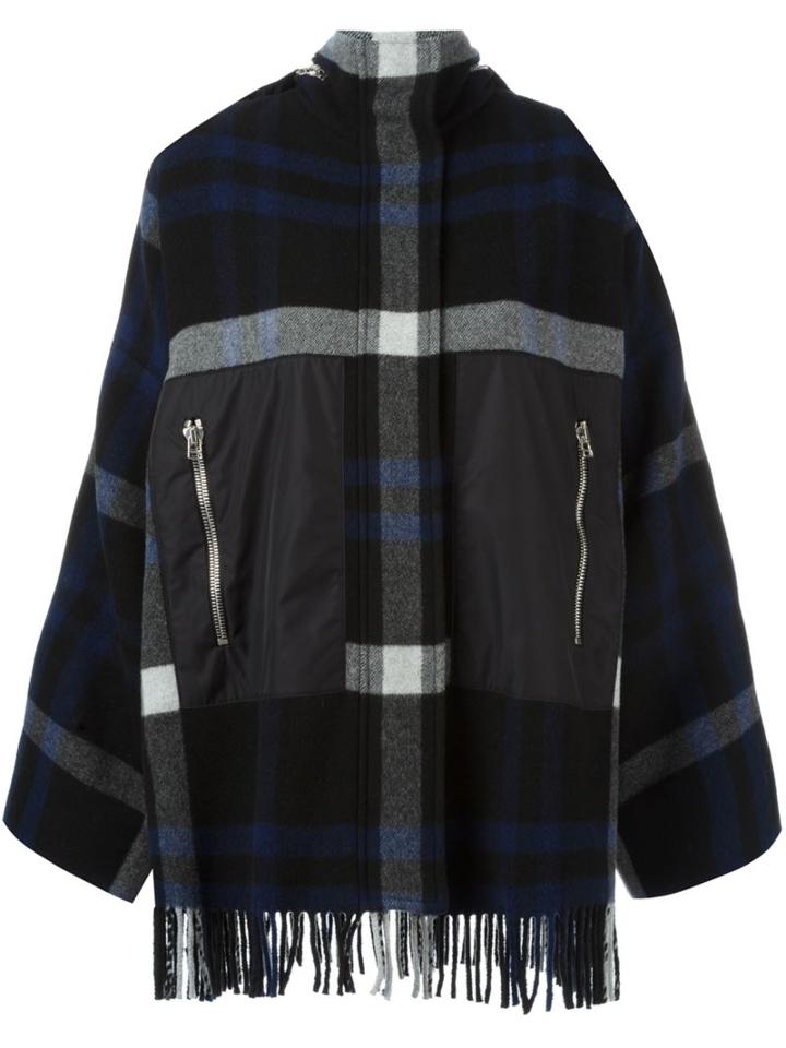 Cédric Charlier Fringed Checked Jacket, Women's, Size: 42, Polyamide/rayon/wool