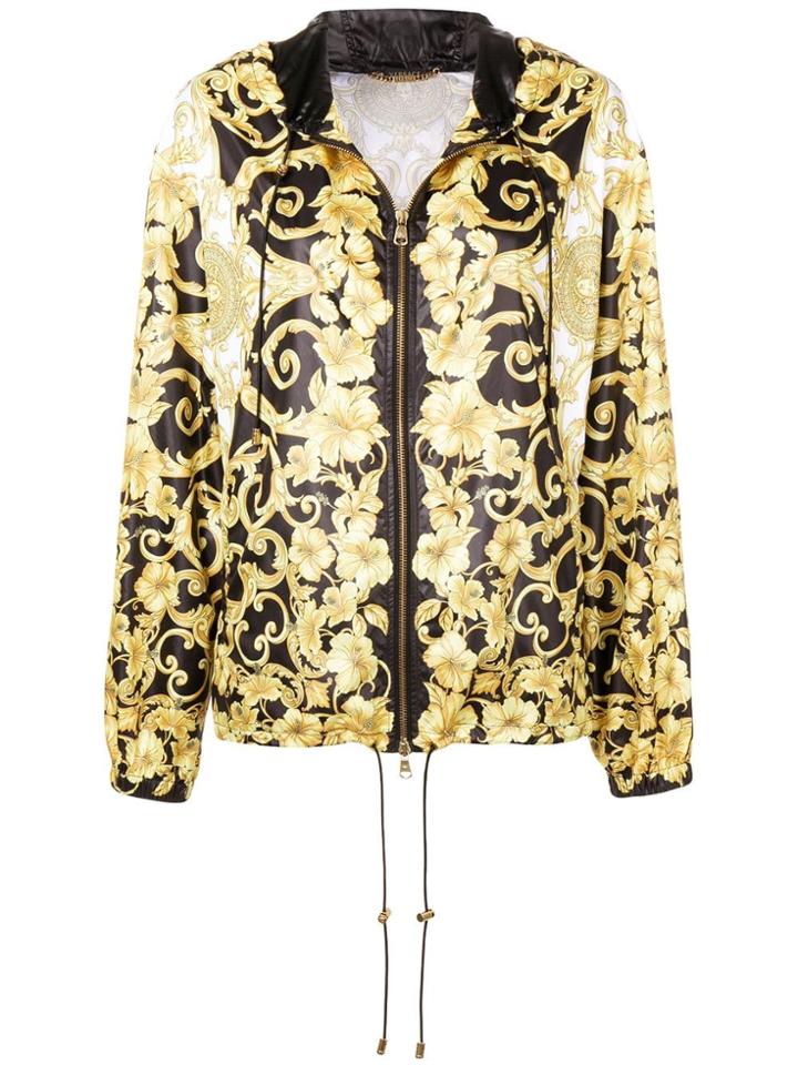 Versace Barocco Print Hooded Jacket - Black